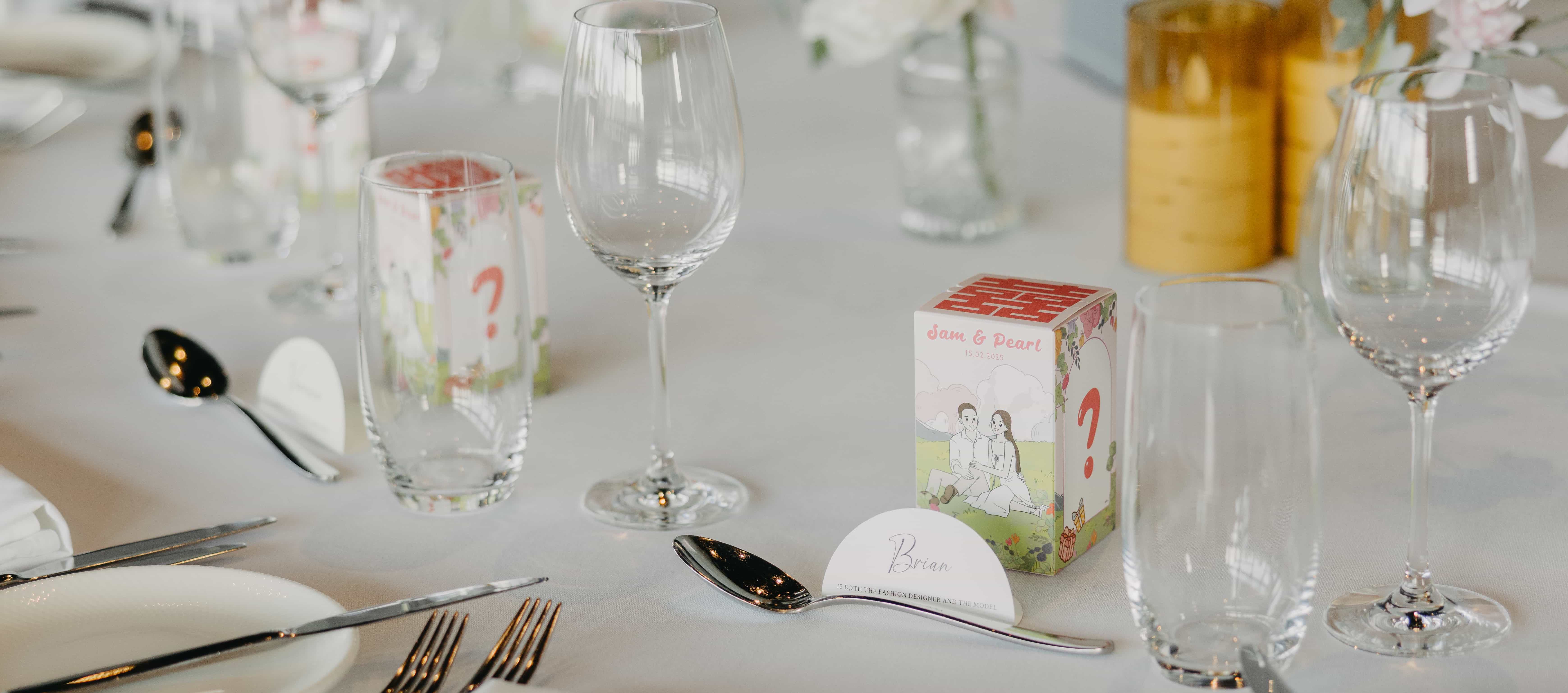 Blind boxes at a wedding venue