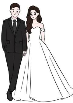 A couple made in the Couple Creator, standing in its set pose